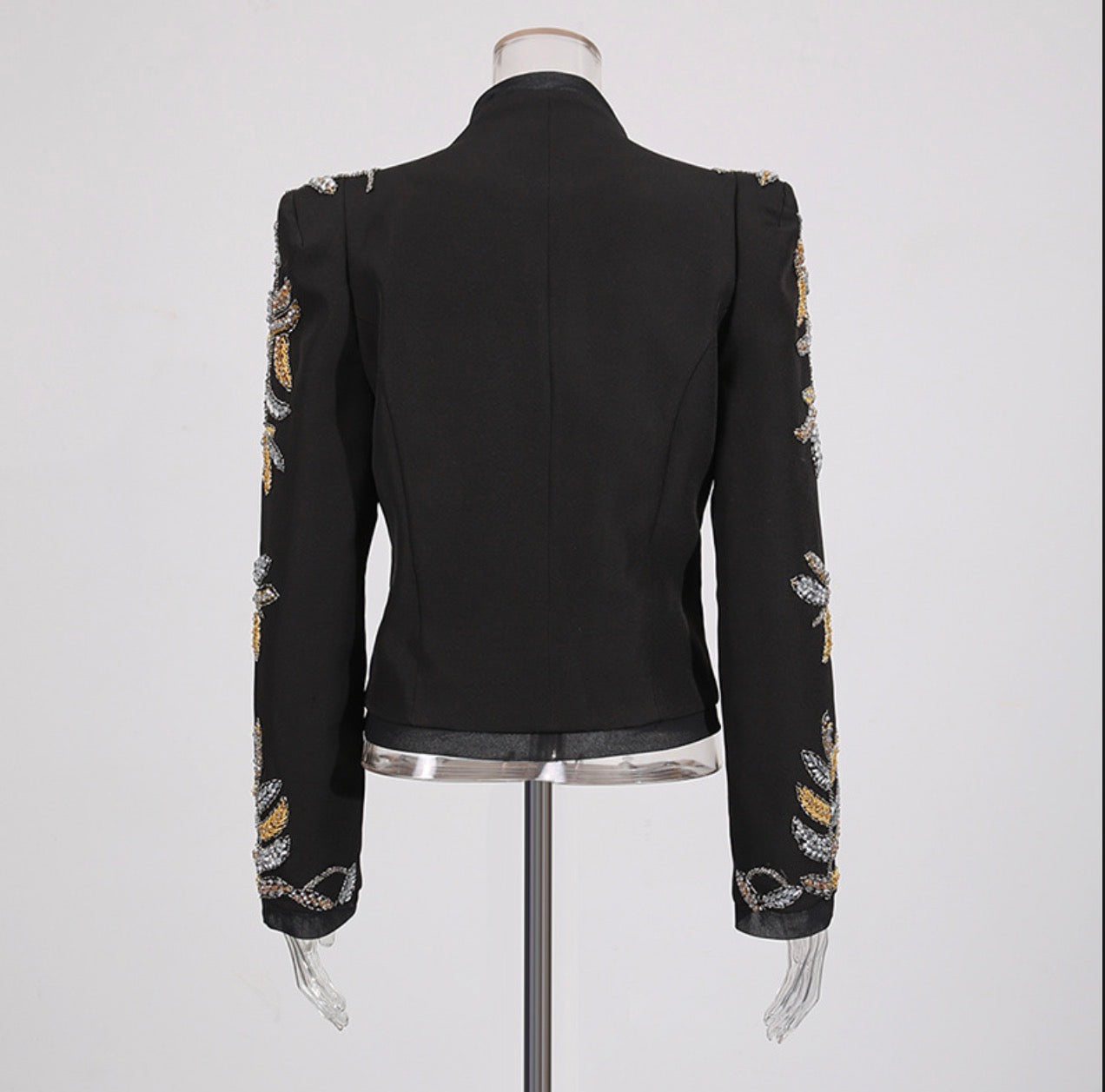 Beaded Embroidered Black Short Blazer
