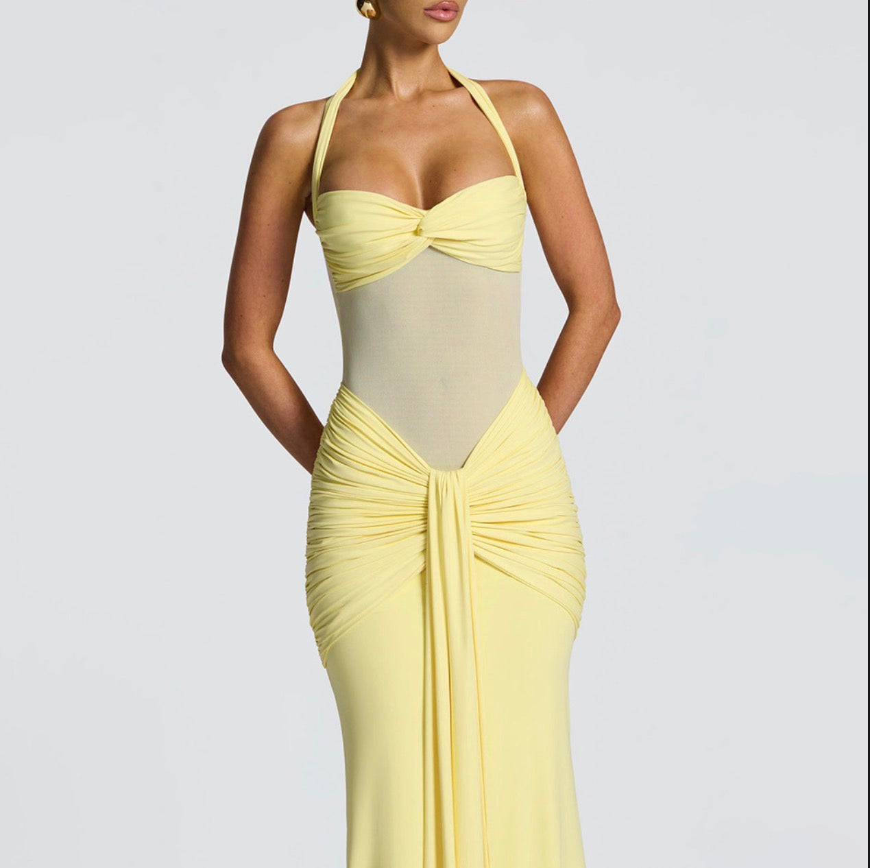 Ribbon Splicing Long Skirt Slim