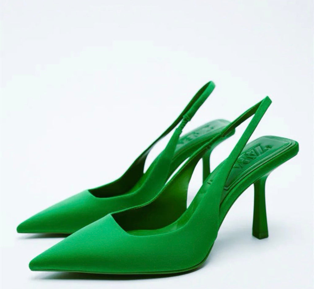 Pointed Fine Heeled Mid-Heeled Shoes Rear Empty Heeled Sandals High Heeled Shoes