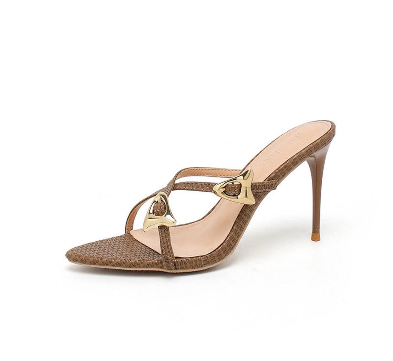 Metal Buckle Stiletto Heels French Style  Heel