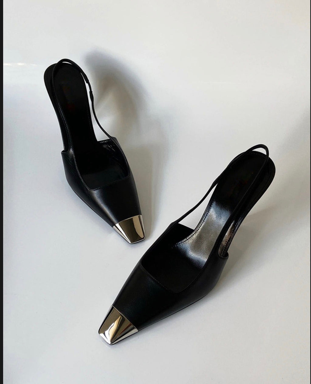 Metal Square Toe Single-Strap Closed-Toe