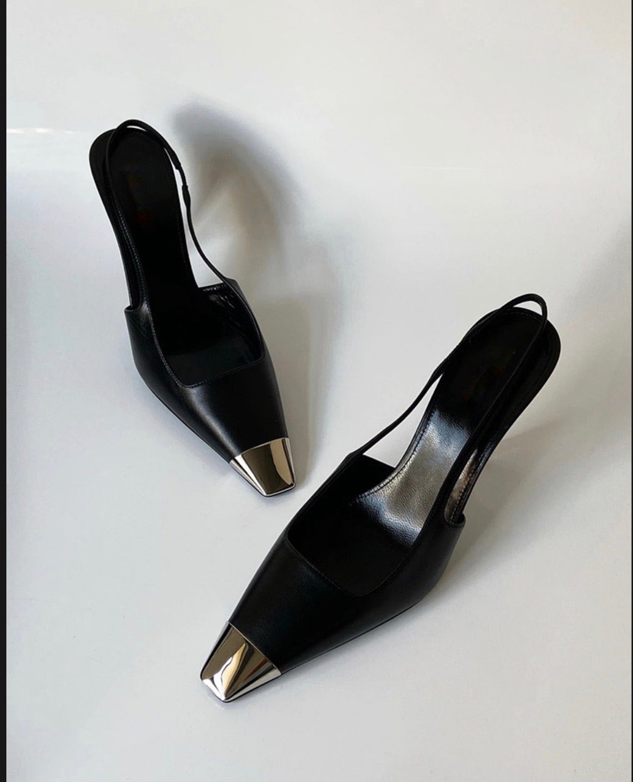 Metal Square Toe Single-Strap Closed-Toe