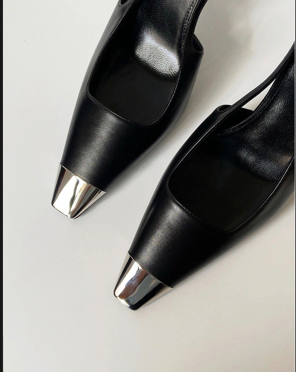 Metal Square Toe Single-Strap Closed-Toe