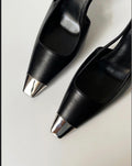 Metal Square Toe Single-Strap Closed-Toe
