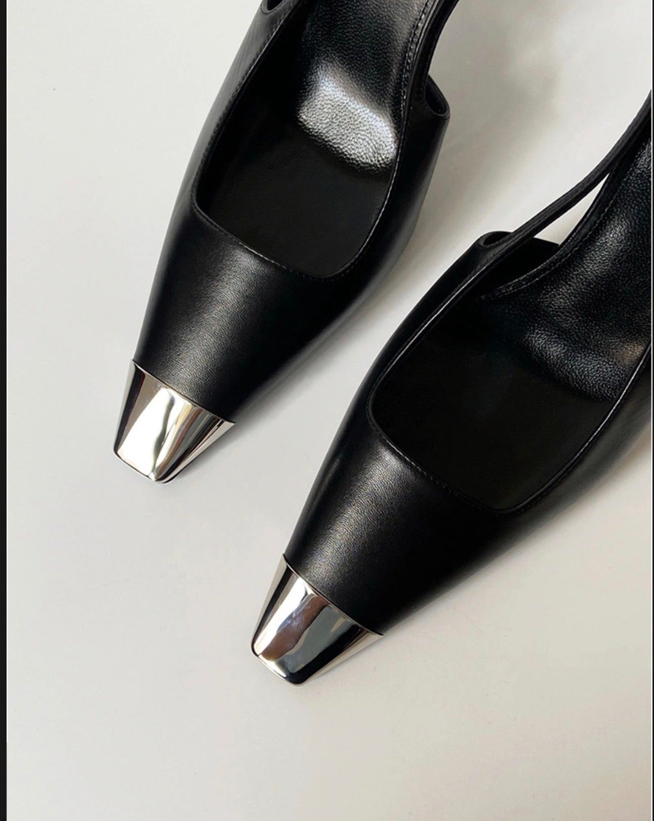 Metal Square Toe Single-Strap Closed-Toe