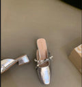 French-Style Pearl Shallow-Mouth Chunky Heel